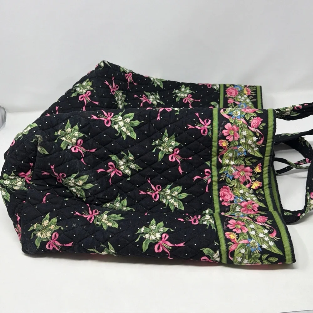 Vera Bradley New Hope Breast Cancer Vintage Tote Black Pink Green READ - Picture 9 of 15